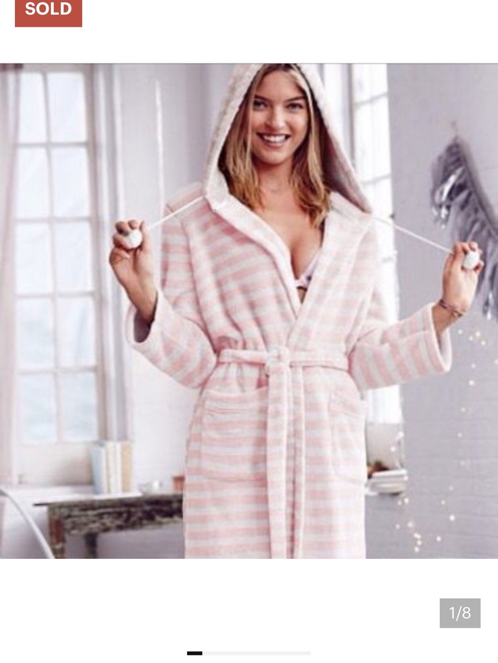 Victoria's Secret Hooded short hood stripe Cozy Robe small used